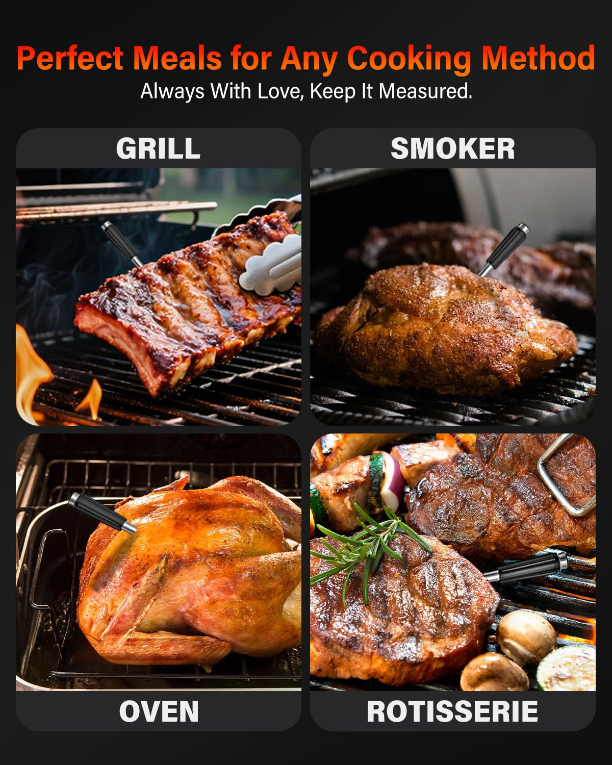 Revolutionize Your Cooking with the Bluetooth Wireless Meat Thermometer - Touch Screen, Dual Probes, 800Ft Range & Rechargeable Base for Perfect BBQ and Smoker Results