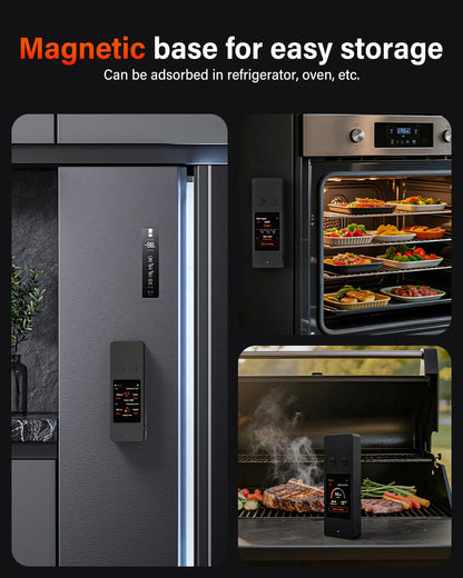 Revolutionize Your Cooking with the Bluetooth Wireless Meat Thermometer - Touch Screen, Dual Probes, 800Ft Range & Rechargeable Base for Perfect BBQ and Smoker Results