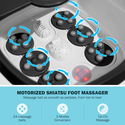 Indulge in Ultimate Relaxation with the Collapsible Electric Foot Spa - Heat, Bubbles, and Shiatsu Massage for Stress Relief
