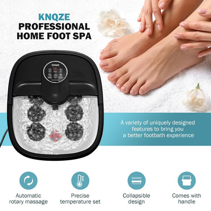 Indulge in Ultimate Relaxation with the Collapsible Electric Foot Spa - Heat, Bubbles, and Shiatsu Massage for Stress Relief