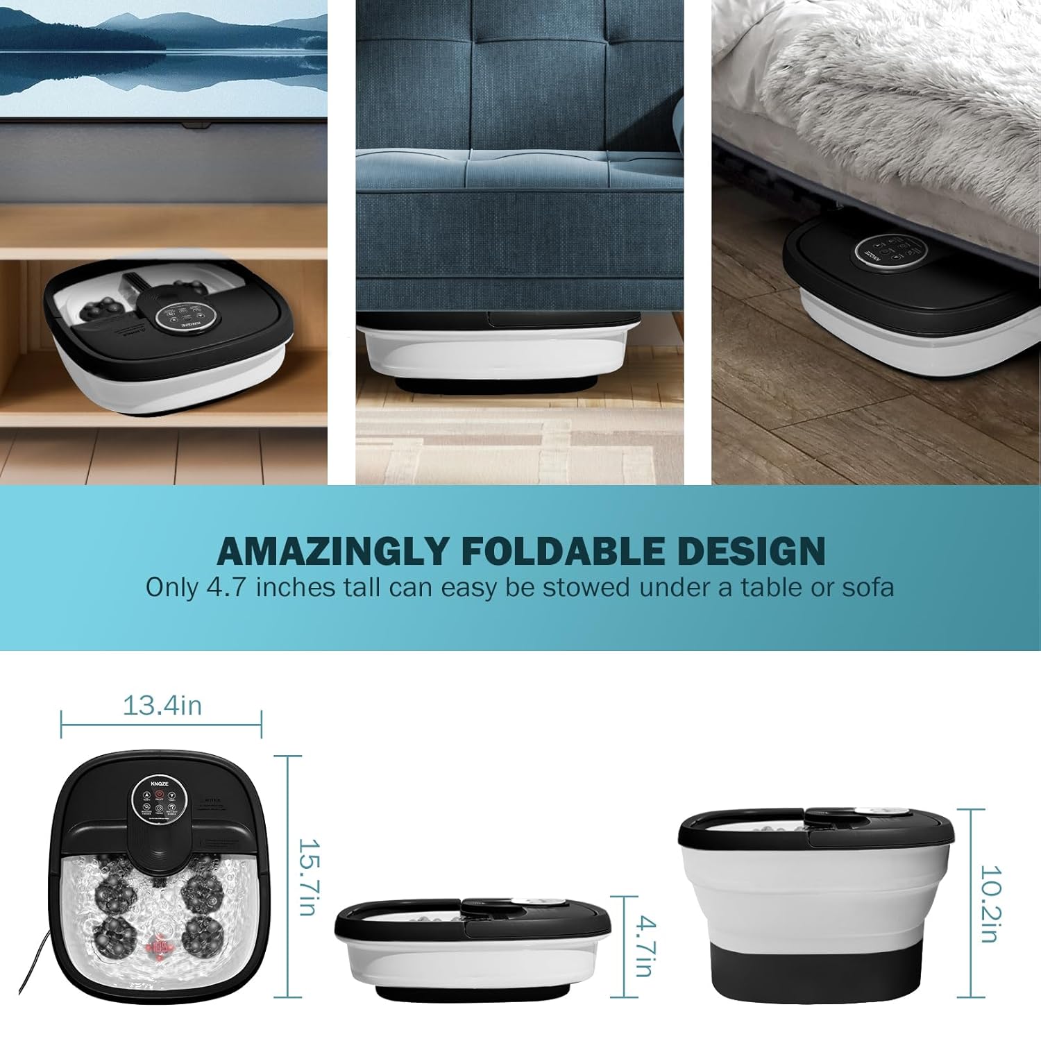 Indulge in Ultimate Relaxation with the Collapsible Electric Foot Spa - Heat, Bubbles, and Shiatsu Massage for Stress Relief