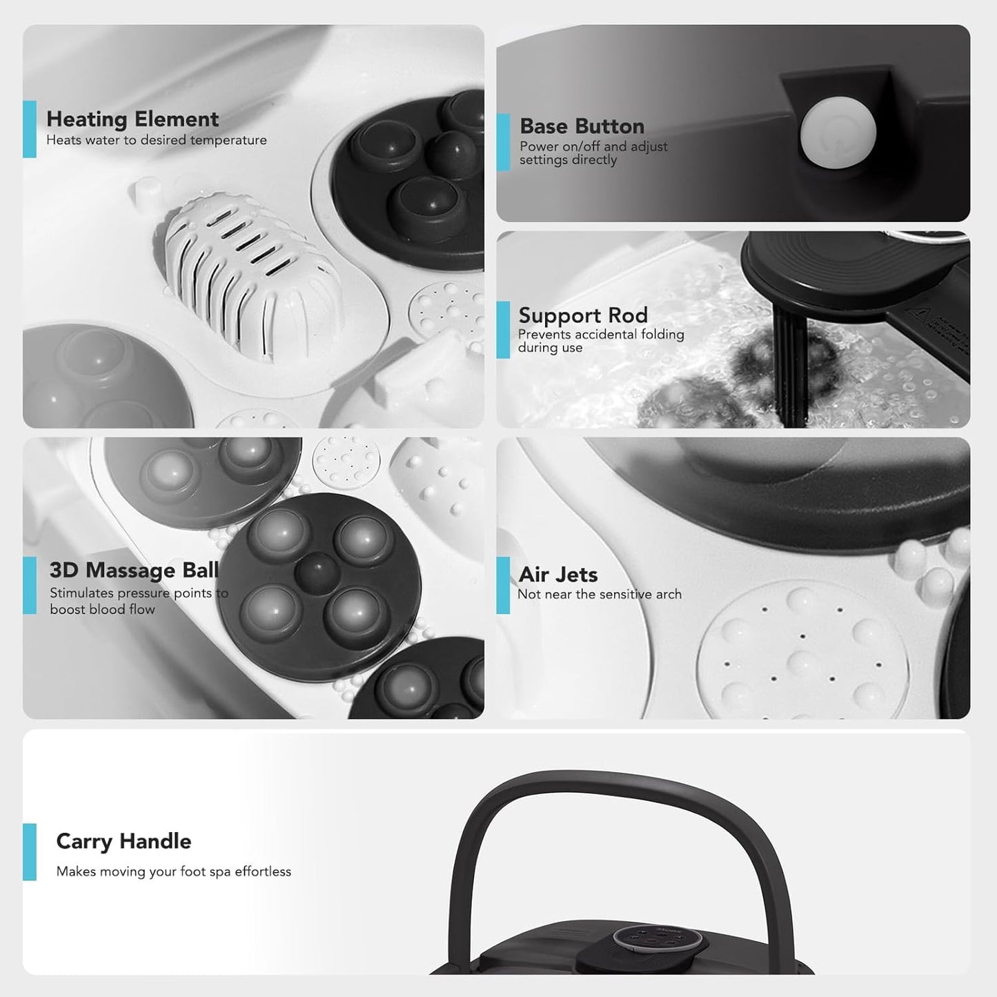 Indulge in Ultimate Relaxation with the Collapsible Electric Foot Spa - Heat, Bubbles, and Shiatsu Massage for Stress Relief