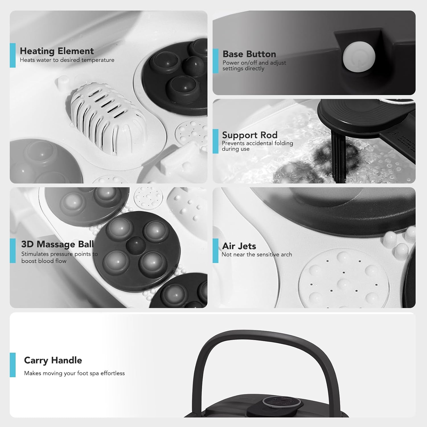 Indulge in Ultimate Relaxation with the Collapsible Electric Foot Spa - Heat, Bubbles, and Shiatsu Massage for Stress Relief