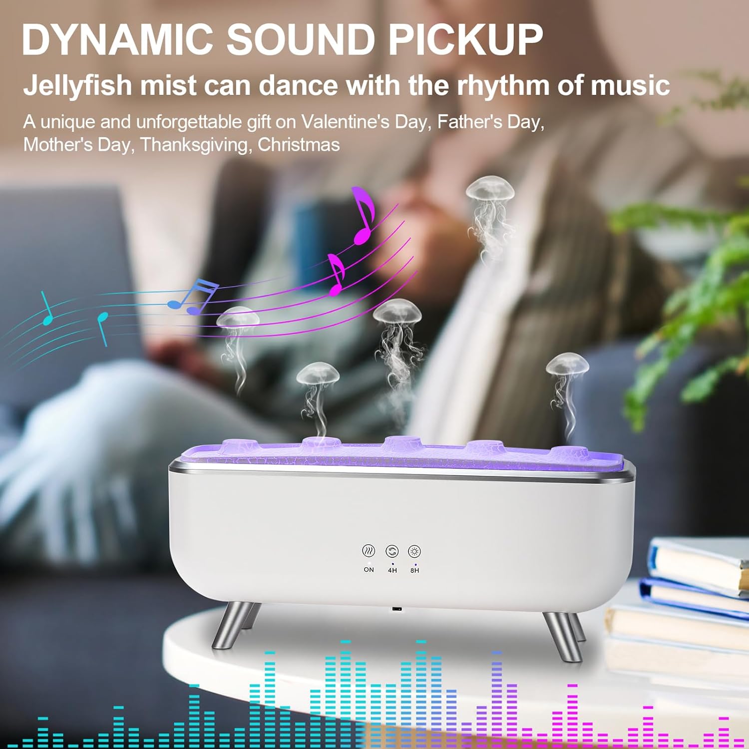 Transform Your Space with the 300ML Dynamic Jellyfish Diffuser - Experience Aromatherapy Bliss with Unique Sound and Light Features!
