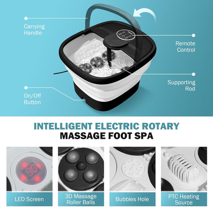 Indulge in Ultimate Relaxation with the Collapsible Electric Foot Spa - Heat, Bubbles, and Shiatsu Massage for Stress Relief