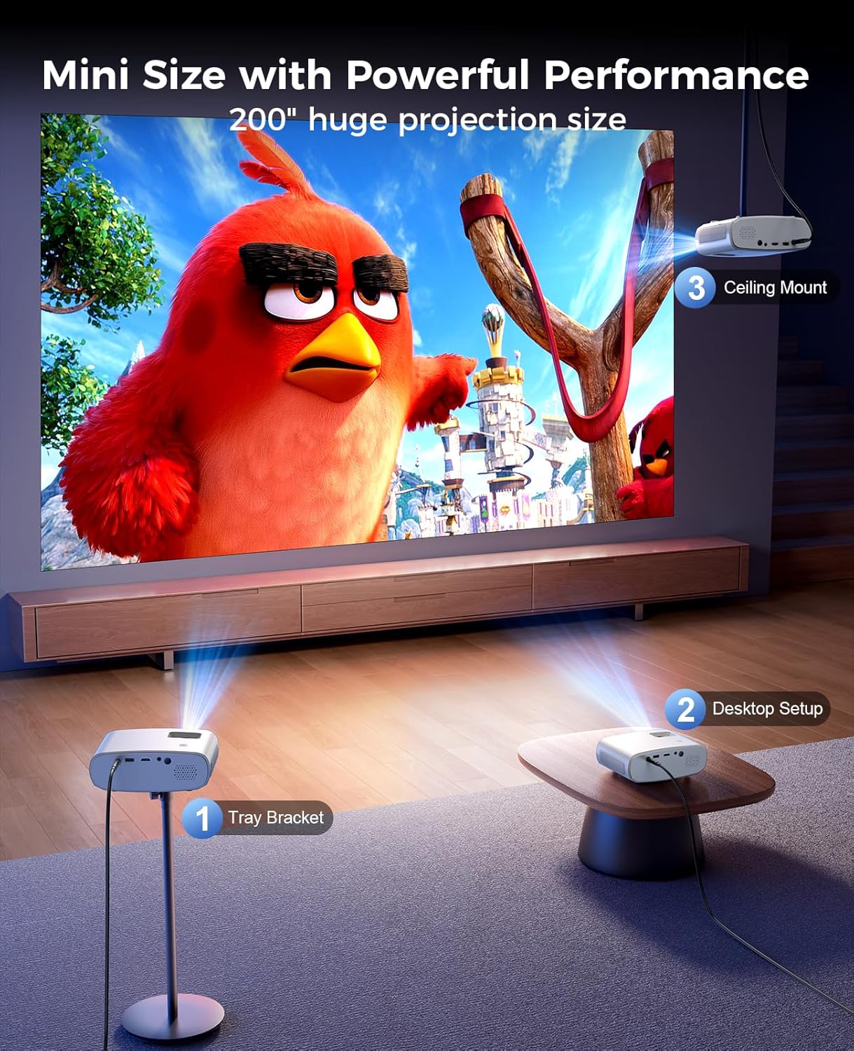 Experience Stunning 1080P HD Projection Anywhere with the 2024 Upgraded Mini Projector - Portable, Lightweight, and Compatible with All Your Devices!