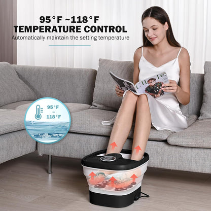 Indulge in Ultimate Relaxation with the Collapsible Electric Foot Spa - Heat, Bubbles, and Shiatsu Massage for Stress Relief