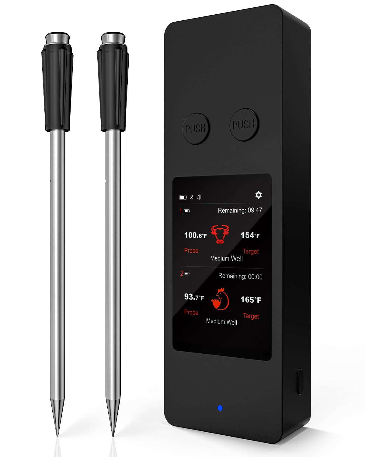 Revolutionize Your Cooking with the Bluetooth Wireless Meat Thermometer - Touch Screen, Dual Probes, 800Ft Range & Rechargeable Base for Perfect BBQ and Smoker Results