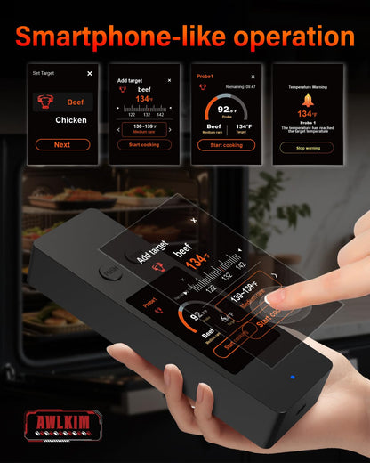 Revolutionize Your Cooking with the Bluetooth Wireless Meat Thermometer - Touch Screen, Dual Probes, 800Ft Range & Rechargeable Base for Perfect BBQ and Smoker Results